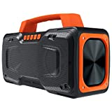 Altavoz Bluetooth, BUGANI 50W Super Power Altavoces Bluetooth portátiles a prueba de agua IPX7, admite 30H de tiempo de reproducción, carga rápida, entrada de micrófono, adecuado para fiestas, viajes, canto, naranja