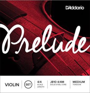 Juego de cuerdas para violín D'Addario Prelude, escala 4/4, tensión media