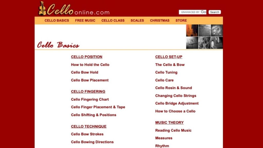 Sitio web de Cello Online
