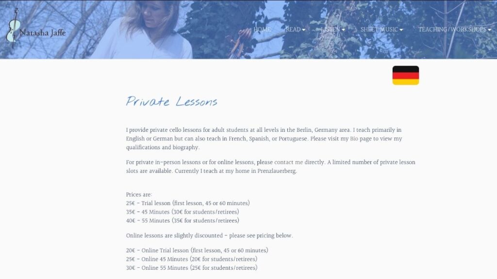 Curso online de violonchelo de Natasha Jaffe