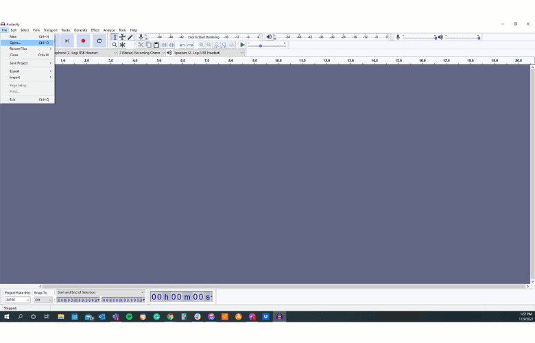 Abrir archivos en Audacity